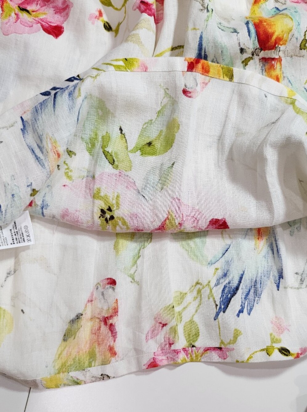 Tommy Bahama 100% Linen Tropical Parrot Floral Halter Top Back-Tie Blouse - Picture 10 of 15